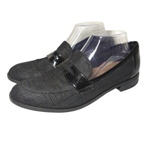 Clarks Trish Rose Black Plaid Plaid Patent Trim Comfort Penny Loafers Women's 10